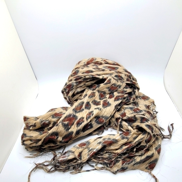 FreshBrewed Metallic Animal Print Cotton Blend Fringed Scarf - Picture 6 of 8